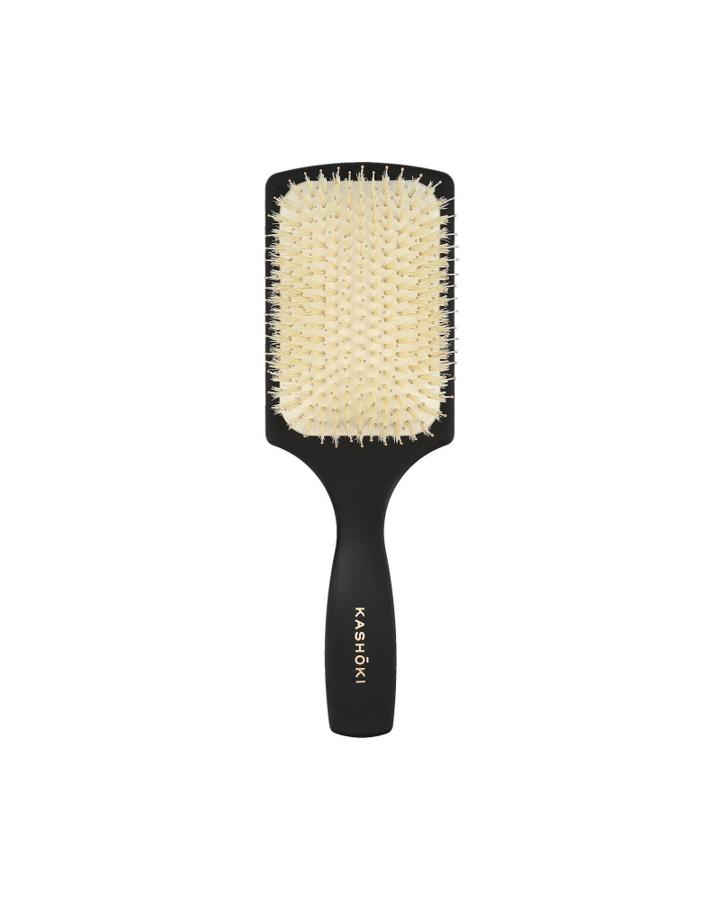 Kashōki Smooth White Detangler Paddle Haarbürste Mit Weißen Wildschweinborsten 