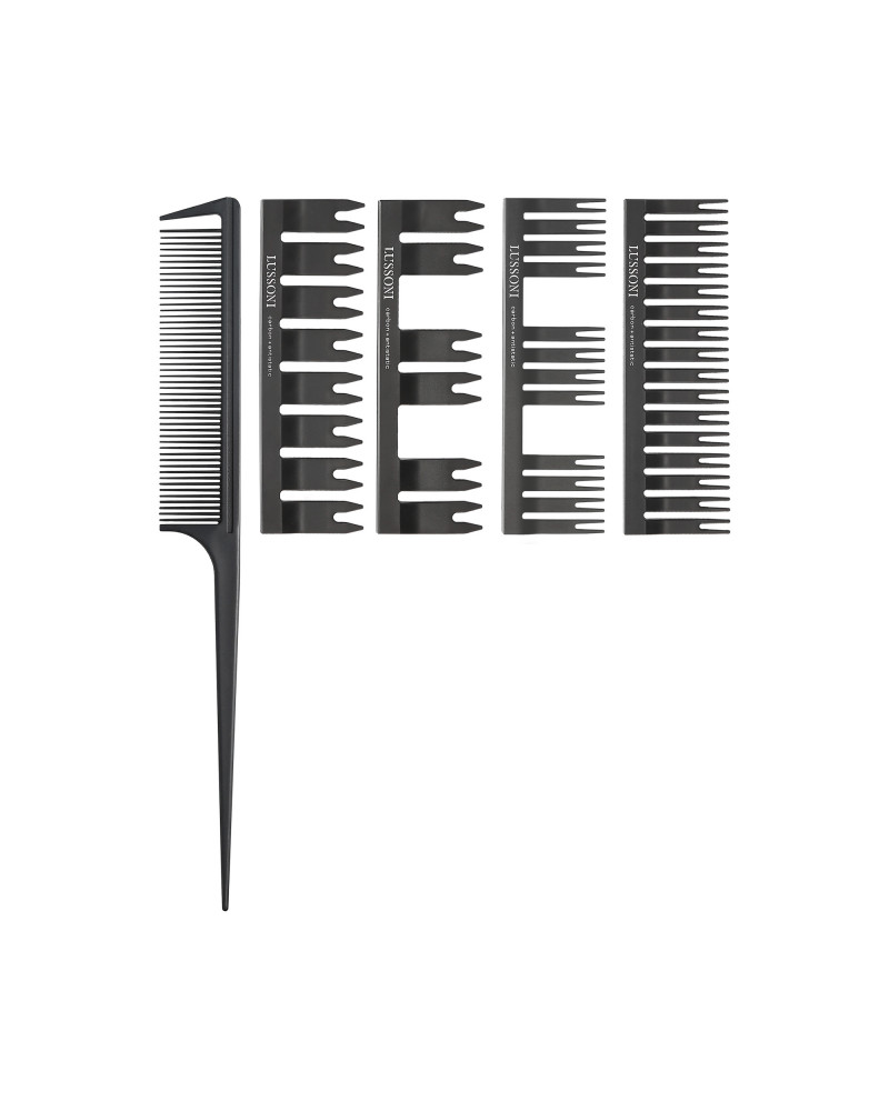 LUSSONI DC 500 Dressing Comb Set: Tail Comb + 4 Covers