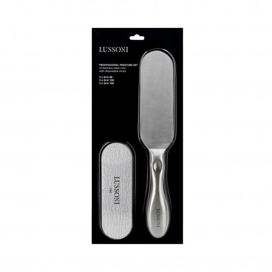 LUSSONI Pedicure Set: Foot File Handle and 15 Disposable Grit Strips