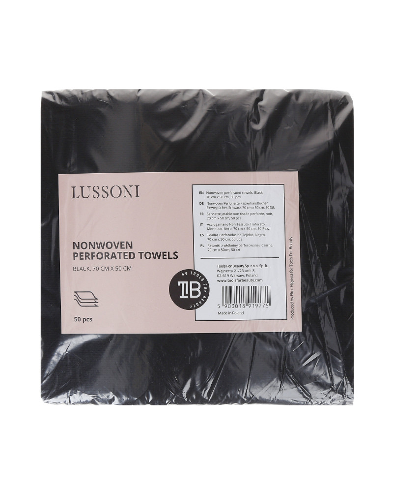 LUSSONI Ręczniki z włókniny perforowanej, Czarne, 70 cm x 50cm, 50 szt.