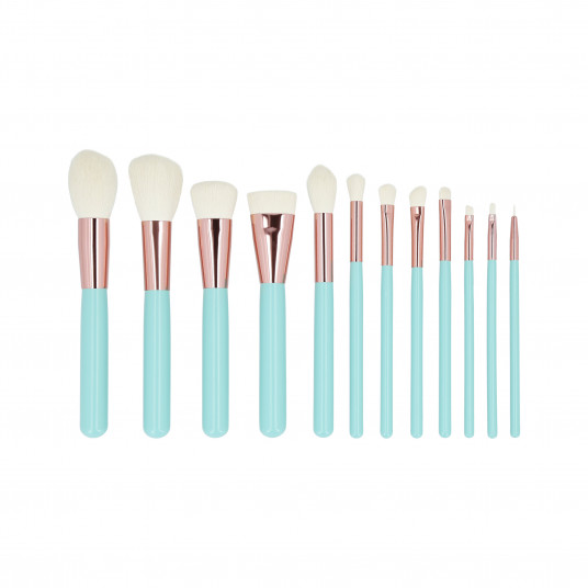 MIMO 12 pcs makeup brush set with case, Turquoise