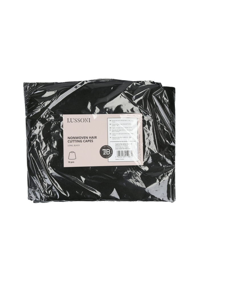 LUSSONI Friseurumhänge aus Vliesstoff, Schwarz, Groß, 10 Stk.