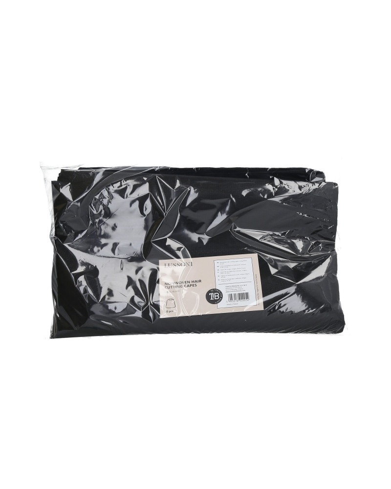 LUSSONI Friseurumhänge aus Vliesstoff, Schwarz, Groß, 25 Stk.