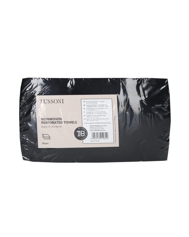 LUSSONI 50 Stück Nonwoven Perforierte Papierhandtücher, Einwegtücher, Schwarz, 70cm x 40cm