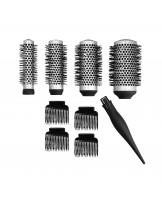 LUSSONI Set of 4 interchangeable styling brushes + 4 hair clips