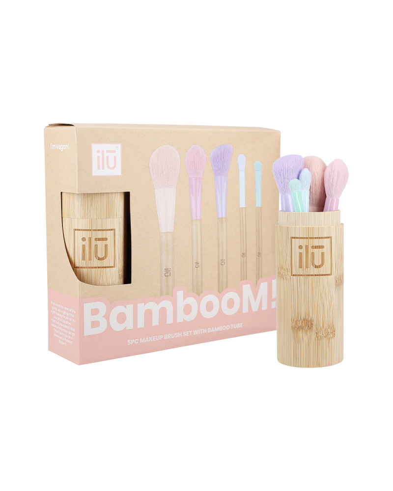 ILŪ BambooM! 5pc Makeup Brush Set with Bamboo Tube