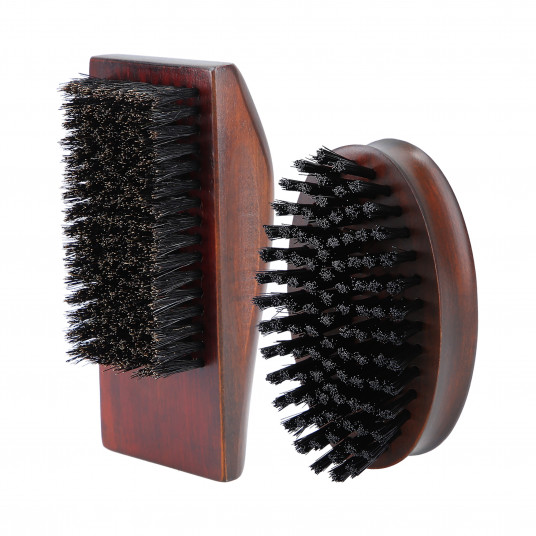 LUSSONI Barber brush set, 2 pcs, with natural and vegan bristles
