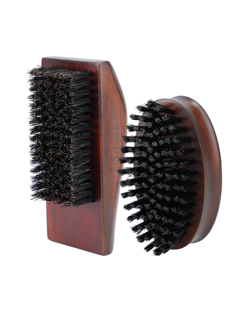 LUSSONI Barber brush set, 2 pcs, with natural and vegan bristles