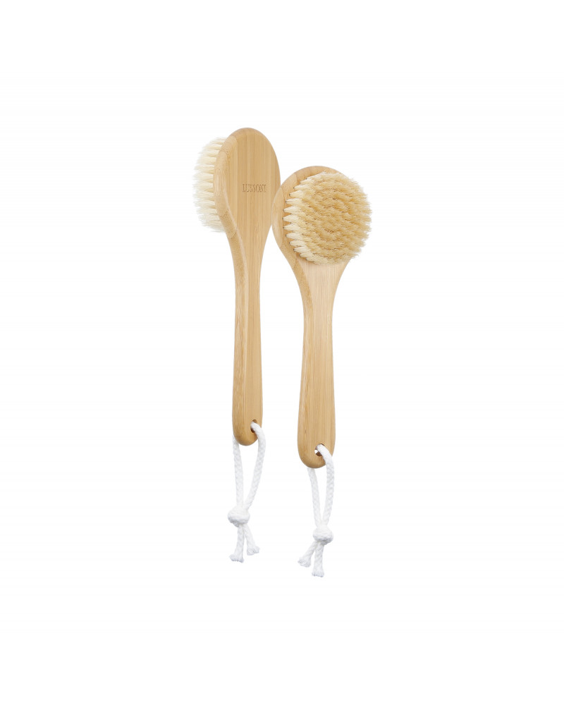 LUSSONI Bamboo body brush with handle