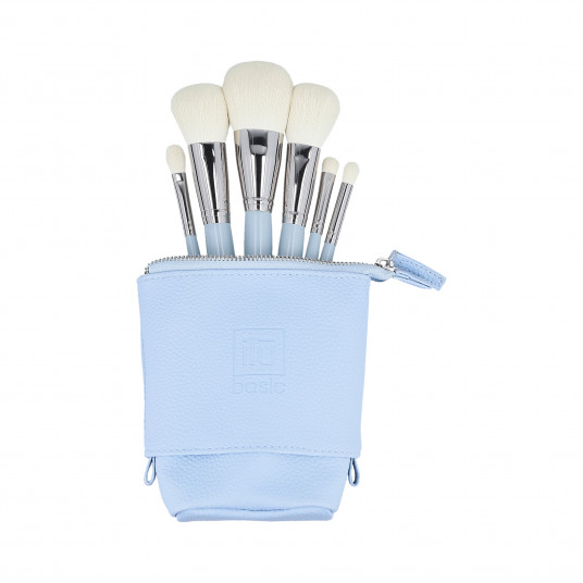 ilū basic set of 6 makeup brushes + case, blue