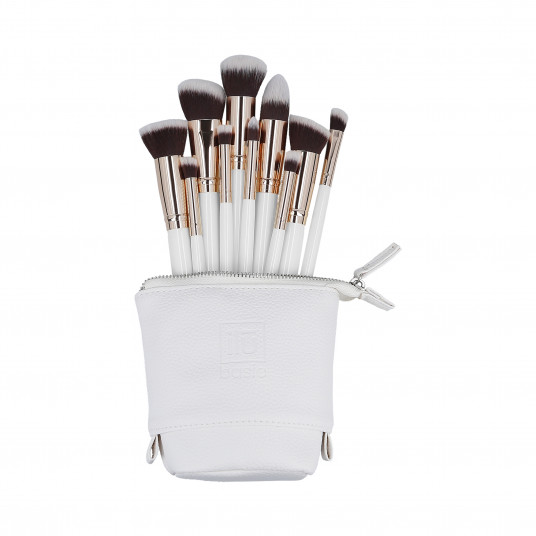 ilū basic set of 10 makeup brushes + case, white