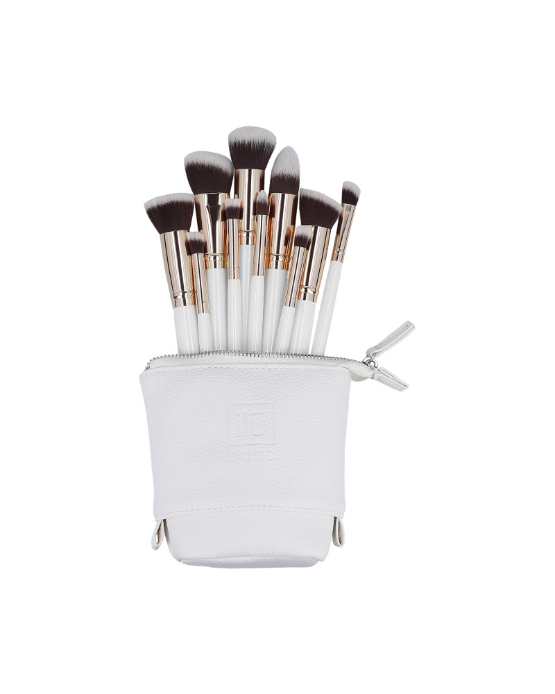 ilū basic Zestaw 10 pędzli do makijażu + etui, Biały 