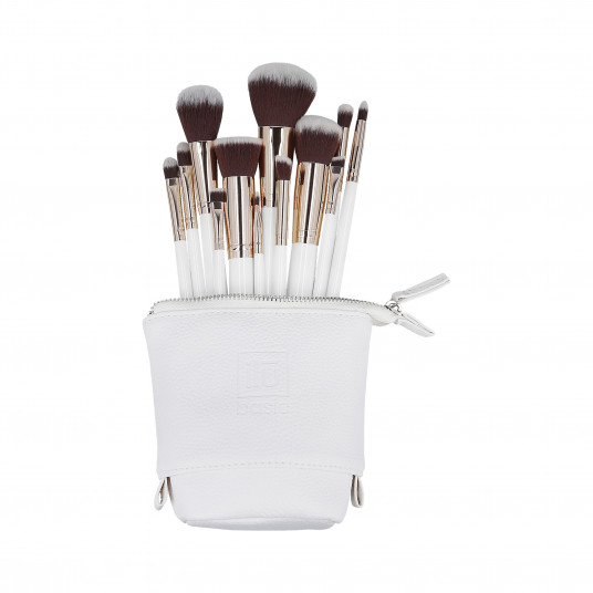 ilū basic Set mit 12 Schminkpinseln + Tasche, Weiß