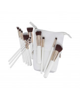 ilū basic Set mit 12 Schminkpinseln + Tasche, Weiß