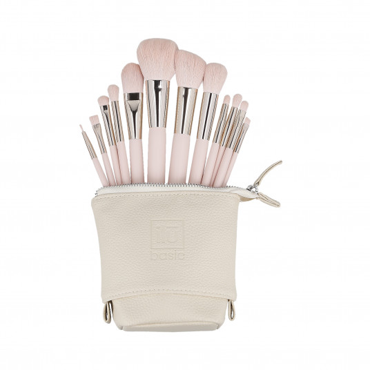 ilū basic Set mit 12 Schminkpinseln + Tasche, Rosa