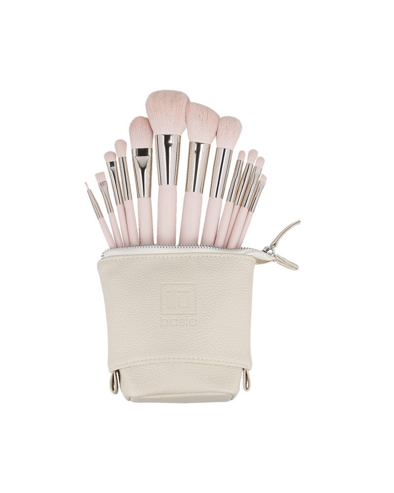 ilū basic Set of 12 makeup brushes + case, Pink