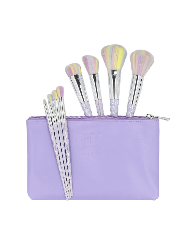 ilū basic Set of 8 make-up brushes + case, Unicorn