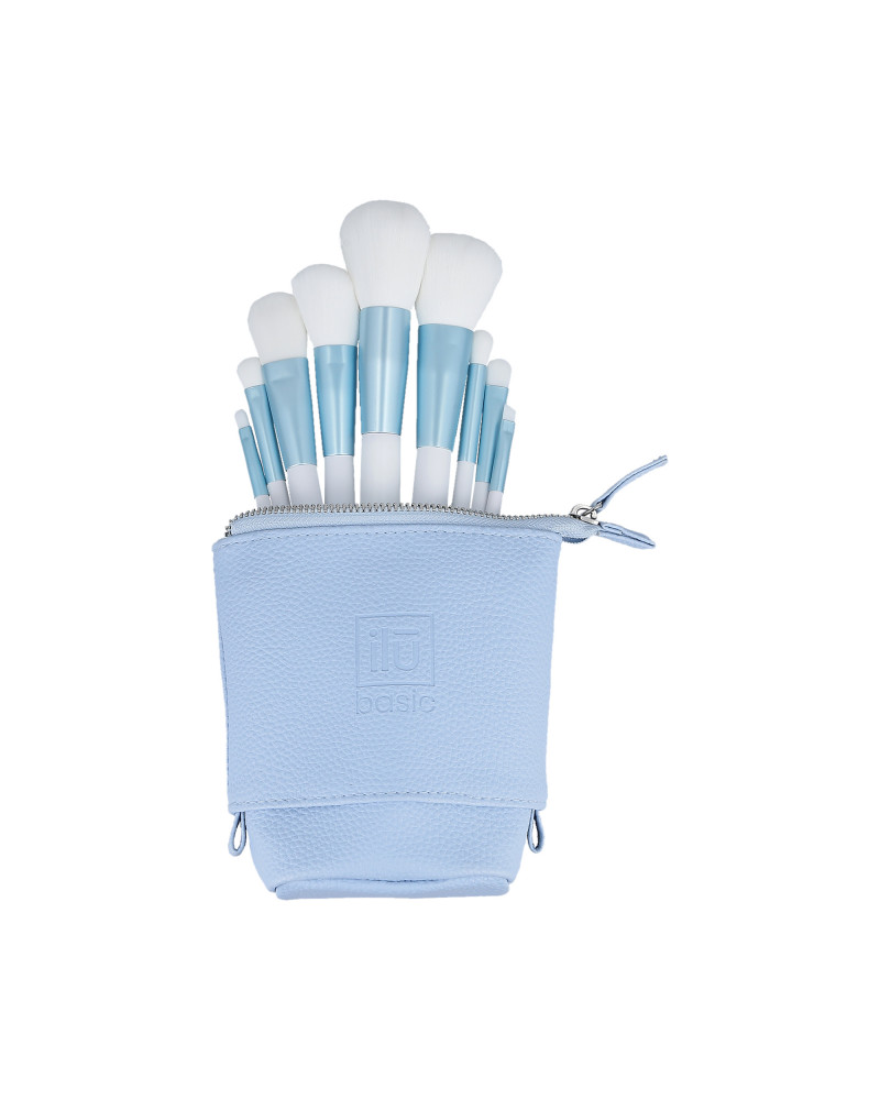 ilū basic Set of 9 make-up brushes + case, Blue