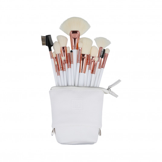 ilū basic Set mit 18 Schminkpinseln + Tasche , Weiß