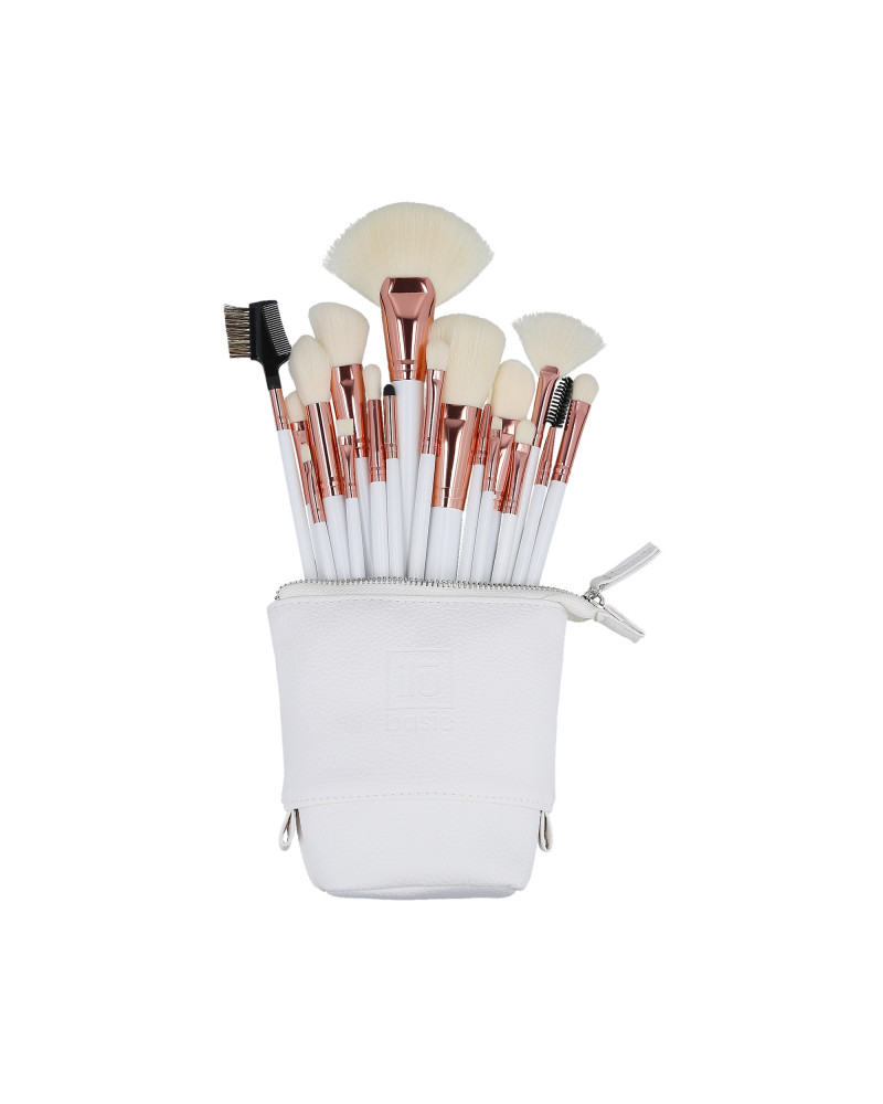 ilū basic Set of 18 makeup brushes + case, White