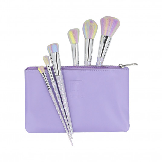 ilū basic set of 6 make-up brushes case +, unicorn, light